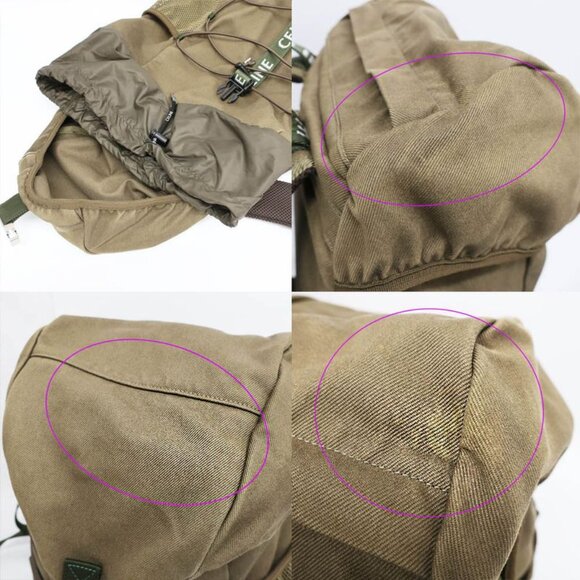 Celine Medium Trekking Backpack Rucksack Khaki Green Cotton Backpack main image 3